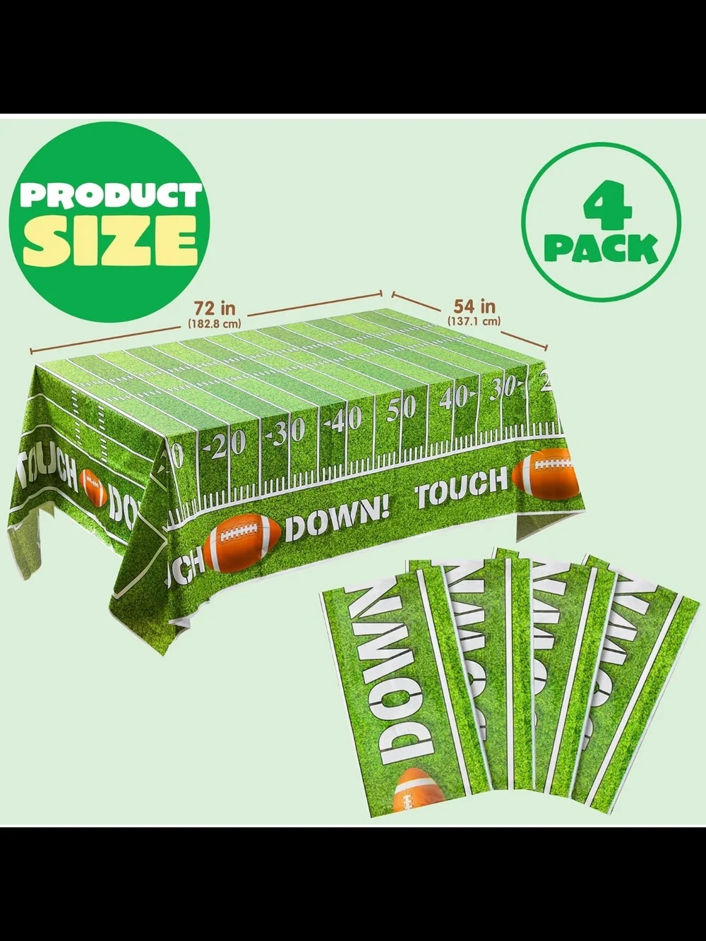 JOYIN 4 Pack Game Day Football Tablecloth Party Decorations Birthday 54x72